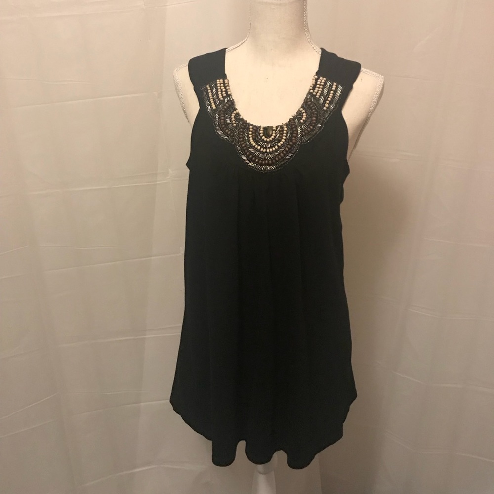 Black Beaded Halter Top